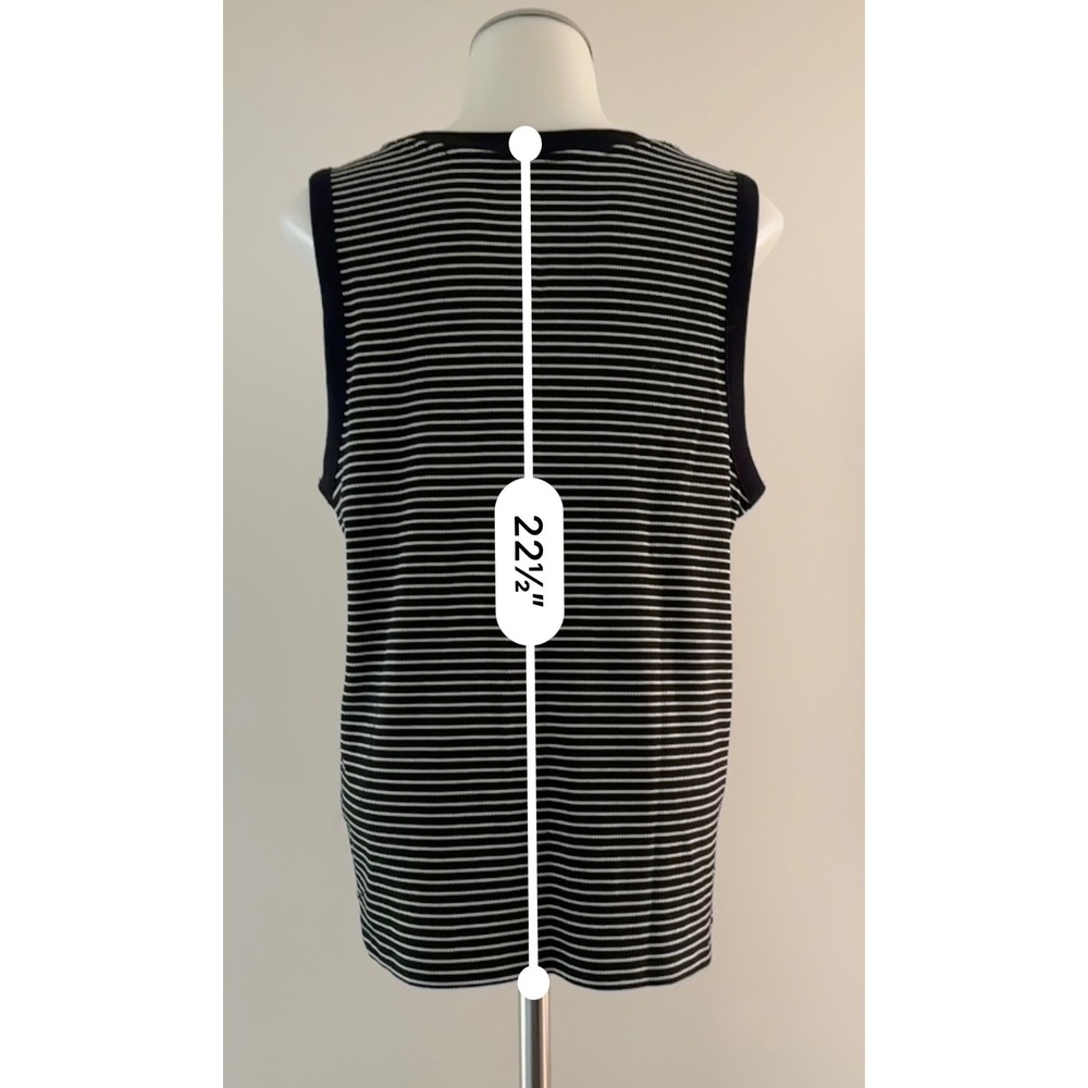 Nine West Tank Top Women XL Black New Striped Soft Spun Scoop Neck Ribbed Tank - Picture 5 of 8